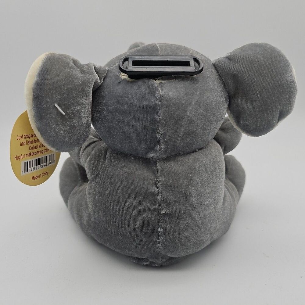Safari Elephant Shaped Piggy Bank Soft Plush Gray 6" Tall with Tags, NO SOUND - Picture 4 of 12